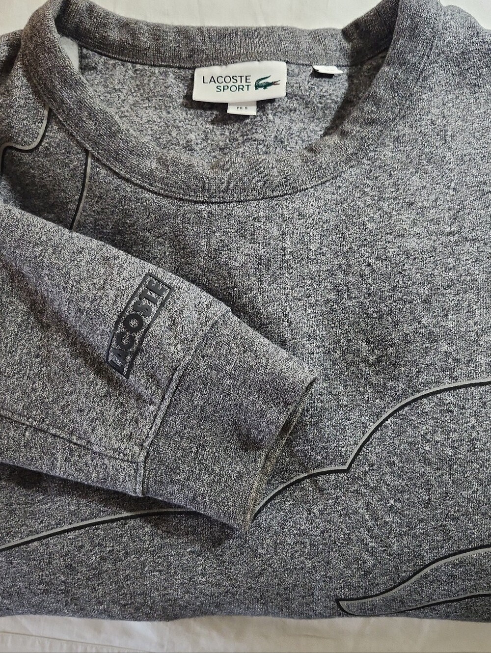 Mens Lacoste Sport Long Sleeve Outlined Big Croc Fleece Crew Neck Sweater Sz L